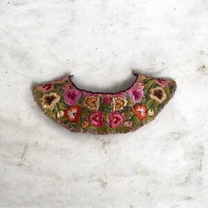 Guatemalan Huipil Embroidered Collar Necklace Handwoven Floral Multicolor 16”